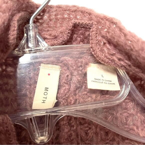 Anthropologie MOTH Rocia Waffle Knit Ruffle Cocoon Sweater Cardigan L - Picture 4 of 10